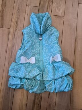 Girls Size 3T Kids Headquarters Aqua Vest with White Rope-Loop Print